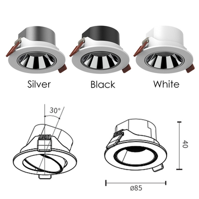 7W/9W धंसा हुआ कोब डाउनलाइट 361/506 Lm/W गोल LED सफेद रंग की स्पॉट लाइट